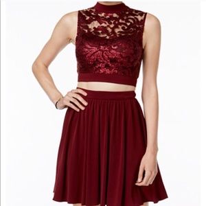 Burgundy Two-Piece Dress